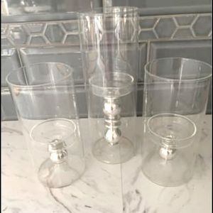3 piece glass candle holders